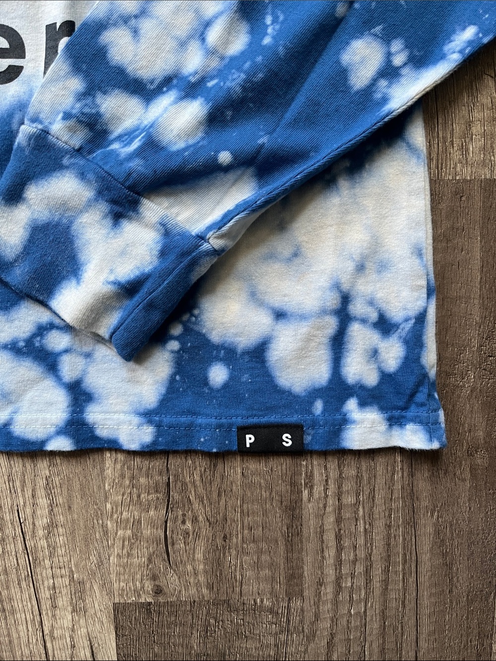 Proenza Schouler Blue & White Tie-Dye Graphic Long Sleeve Tee - Picture 3 of 5